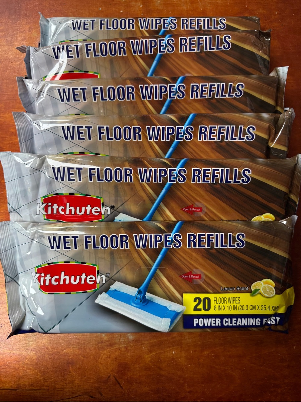 Wet Floor Wipes Refills - Lemon Scent (6pack x20wipes）